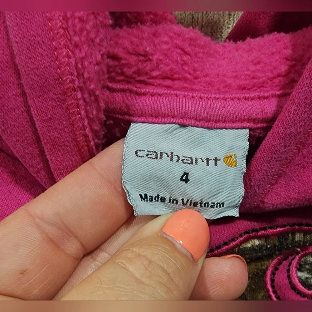 Carhartt girls pink & camo hoodie, size 4 - Picture 4 of 6